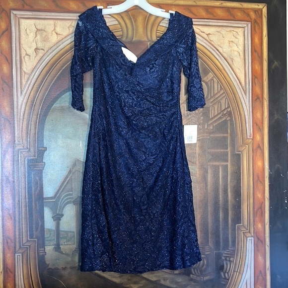 OLEG CASSINI off-the-shoulder knee-length lace dress SIZE 10 NWT - Picture 5 of 5